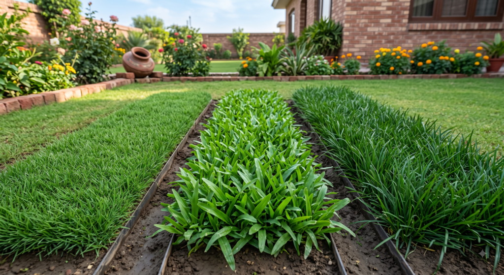 Best grass for lawns in Punjab lush green Dhaka and Bermuda grass lawn comparison