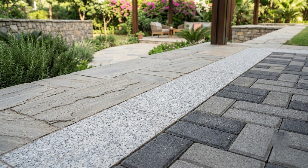 Durable hardscape materials Pakistan natural stone and paver comparison for outdoor patio design