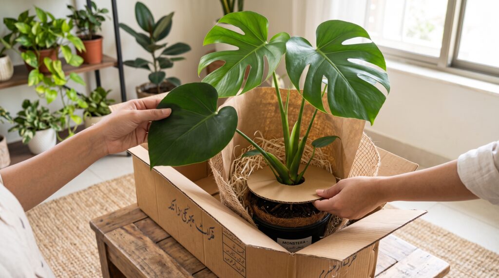 Imported indoor plants online Pakistan freshly delivered tropical houseplants ready for unboxing
