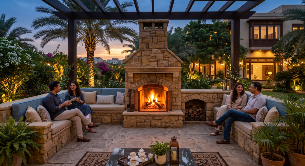 outdoor fireplace construction in Karachi